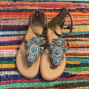 Torrid Turquoise and diamond sandals size 11